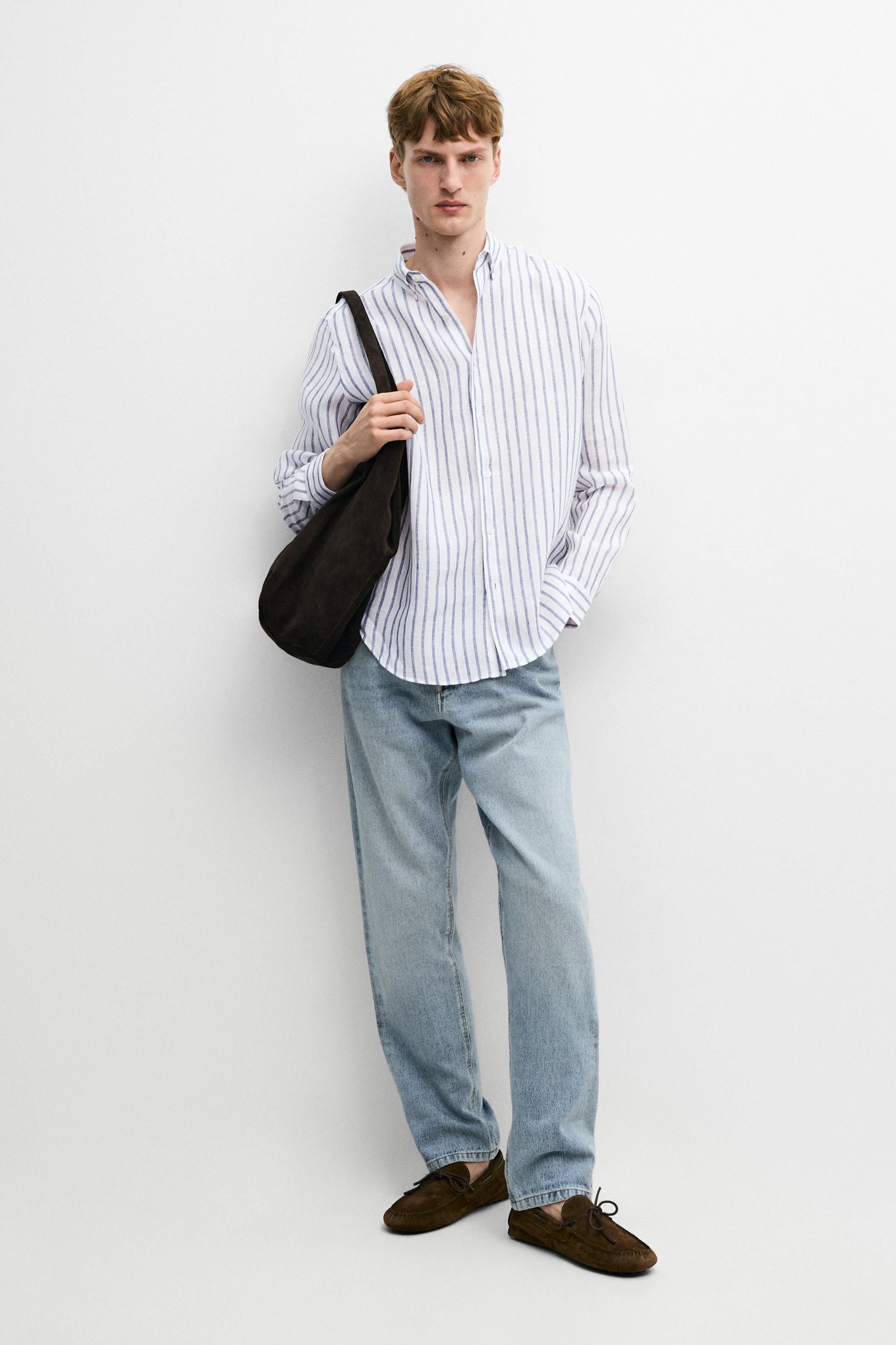 100% linen striped shirt